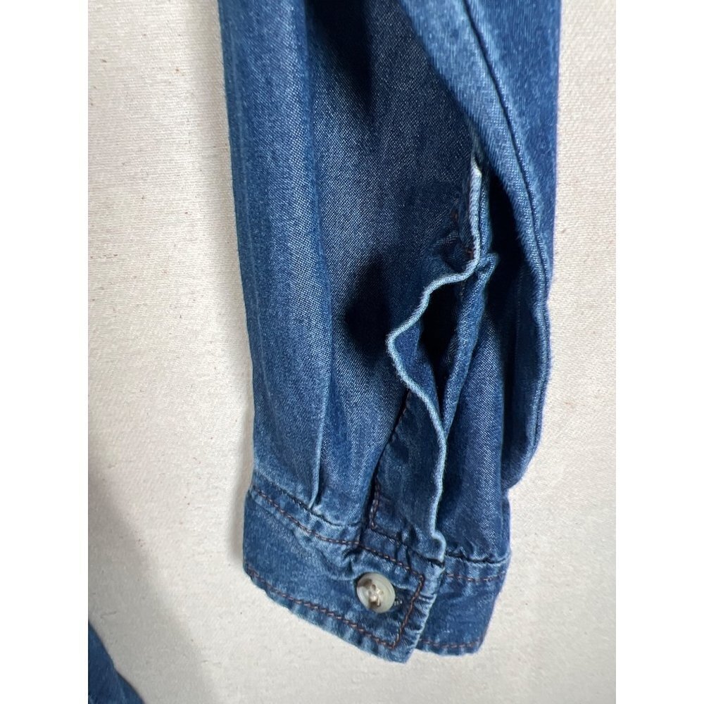 French Connection Womens Size 2 XXS Cotton Lyocell Denim Shirt Dress L/S Pockets - Picture 5 of 12